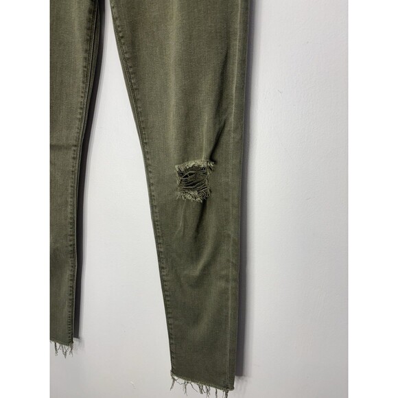 Hudson Krista Olive Distressed Ankle Skinny Jeans Frayed Hem Womens Denim Sz 27 - Picture 4 of 16
